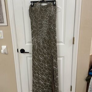 Scala Olive and Silver Sequin Prom Dress